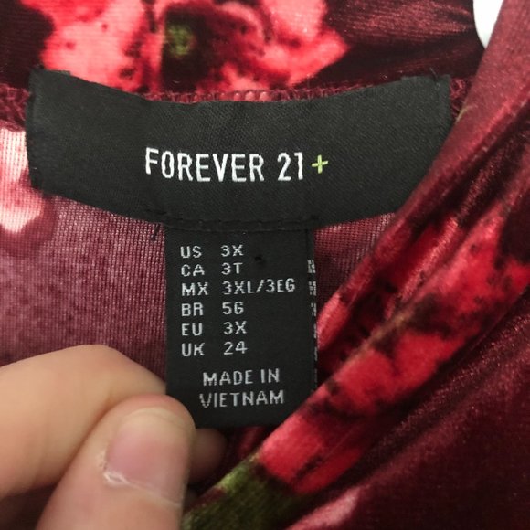 FOREVER 21 Floral Velvet Bodycon Dress SZ 3X - Picture 4 of 5